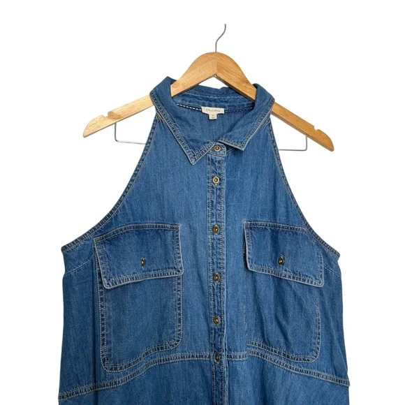 Anthropologie Pilcro Denim Sleeveless Halter Swing Midi Dress Women's Size XL - Picture 4 of 9